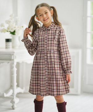 【110-140㎝】リセチェックシャツ ワンピース