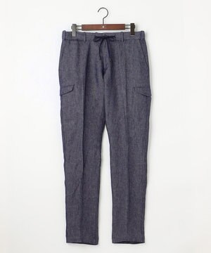  【ウエストも伸びる！/JAPANファブリック/イージーパンツ/清涼/セットアップ】リネンデニム パンツ