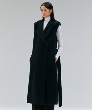  LEMOORE / ウールリバーフード付きロングジレ