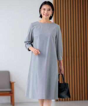  【洗える】TRハウンドトゥース ワンピース