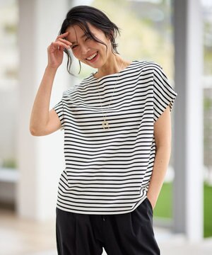  【洗濯機可/接触冷感/UVカット/アンチピリング】ドライポンチフレンチスリーブプルオーバー