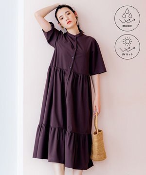 【弱撥水機能・UVケア】ライトナイロンストレッチ ワンピース