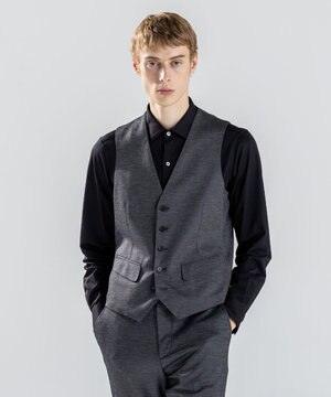 新素材【ストレッチ/セットアップ対応】シルキーウールジャージー ジレ