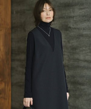  【洗える】 パウダリーチュール ハイネックトップス