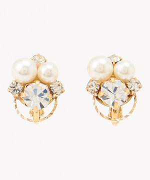  パール調ストーンサークル イヤリング