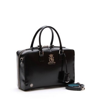 【24時間以内発送】A.D.M.J ファッション | A.D.M.J. / A4収納可】牛革ボストン34cm｜通勤｜お受験 スクエアトート　ブラック　レザー　ボストン バッグ