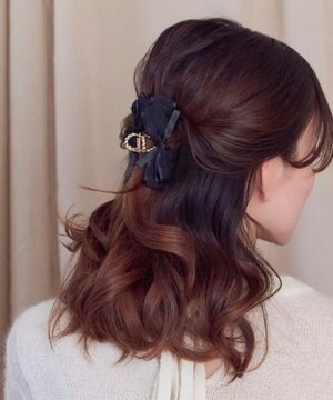  ミディアムオーガンジーリボンバンスクリップ