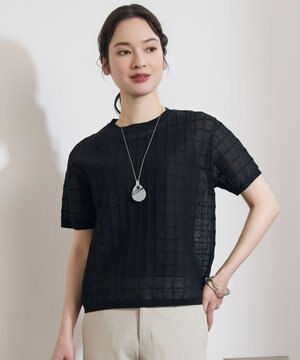  【カタログ掲載・ワコールコラボ・2点SET】シアーチェックニット プルオーバー