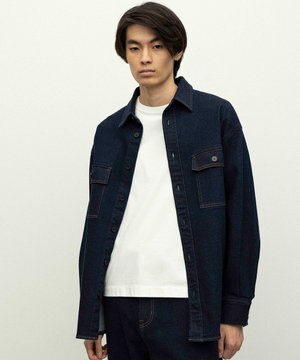 【ReNAVE　洗える】ストレッチデニム シャツ