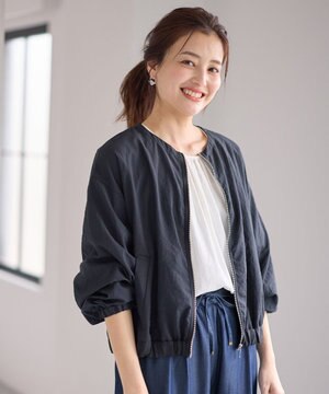  【手洗い可/UVケア】ノーカラーシアーブルゾン