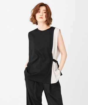 【洗える】カラーブロッキングジャージー トップス