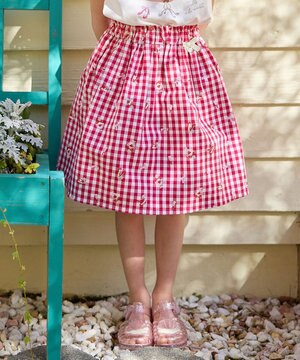  ギンガム 発泡プリント スカート