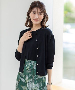  【洗える】レーシーディテール カーディガン