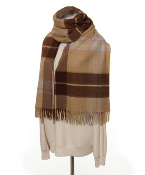  MACKINTOSH PHILOSOPHY ウール100%超大判チェックポンチョストール／幅70cm