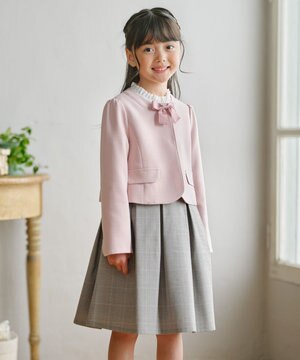 【110-140㎝】 チェックワンピース&ドビージャケットセット