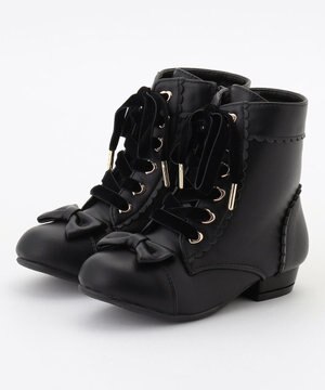  リボン付き編み上げブーツ