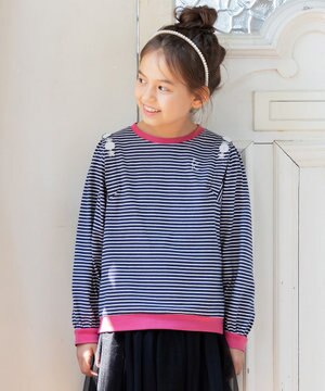 【110-140㎝】リボンボーダー トップス