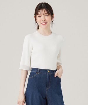  【洗える】シアーディテール ニット