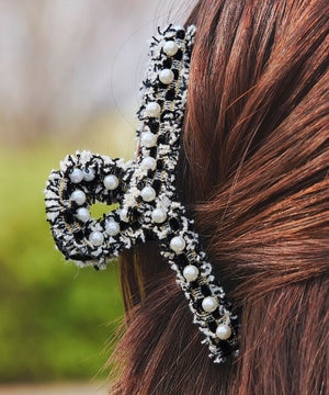 ツイードパールクリップ