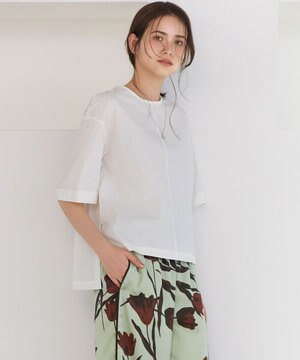  【先行予約/SLOW/一部店舗限定】コットンナイロンタイプライター T ブラウス