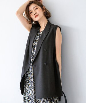 【洗える】TWマットクロス テーラード ジレ