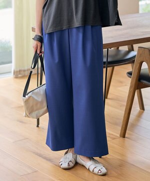 【ウエストゴム】イージーケアライトストレッチワイドパンツ