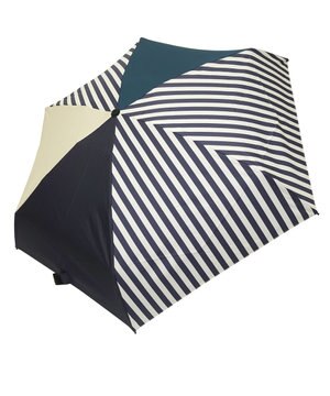  【UVカット95%以上】【UPF50＋】プラスリング ユニセックス 晴雨兼用 折傘 NVY/WHT T1316