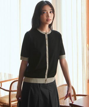  【WEB&一部店舗限定/洗える】レーヨンポリエステルストレッチ 半袖 カーディガン