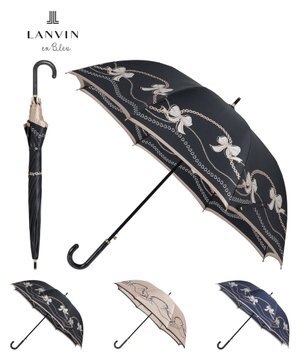  【雨傘】ランバン オン ブルー (LANVIN en Bleu) リボン ハート ナイロンサテン 長傘