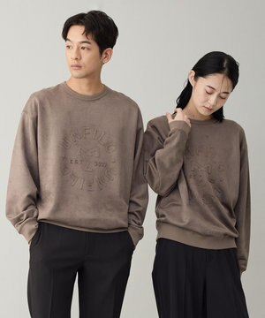  【男女兼用】クリーンスエード エンボスロゴ クルー