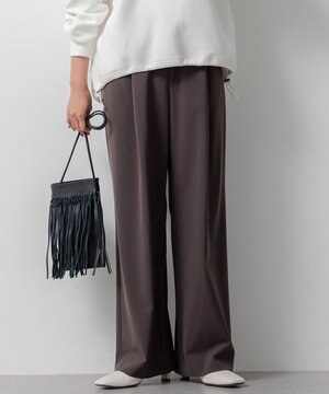  【洗える】2WAYストレッチツイル ドロスト ワイドパンツ