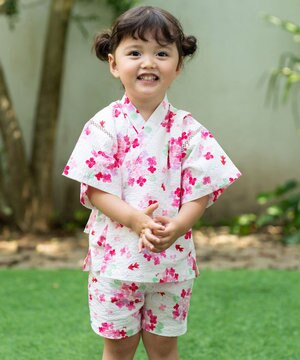  【ミキハウス】【80-150cm】 アジサイ柄甚平スーツ