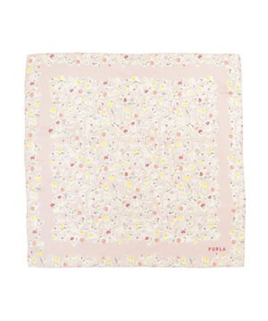  【シルク100%】フルラ (FURLA) 小花柄 シルクプリントスカーフ 58cm×58cm
