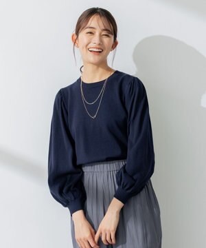  【アンサンブル対応】ハイゲージ 袖ギャザーニット