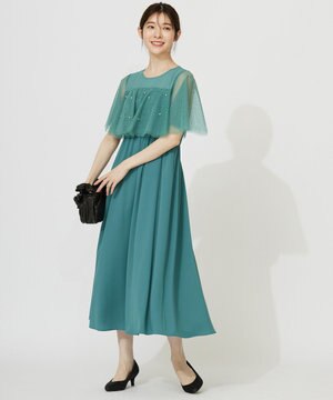  【Lily Calin】ラッフルチュールフェイクパール ドレス