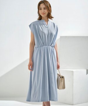  【洗える・WEB限定】プレーティング天竺 ドレープワンピース