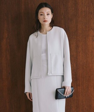  【洗える】 ダブルクロスクレープ ブルゾン