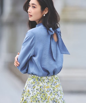 【セットアップ対応・前後着用可】ニュアンスシフォン ブラウス