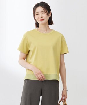  【WEB限定カラーあり・洗える】コットンスムース シアーデザイン カットソー