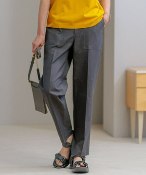  【SLOW/洗える】バックサテンストレッチ ベイカーパンツ