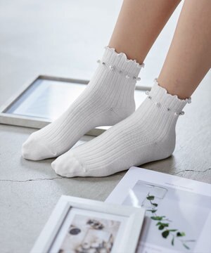  リブ編みパールソックス
