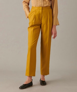 【両サイドウエストゴムで楽ちんキレイ】サキソニーストレッチ テーパードパンツ