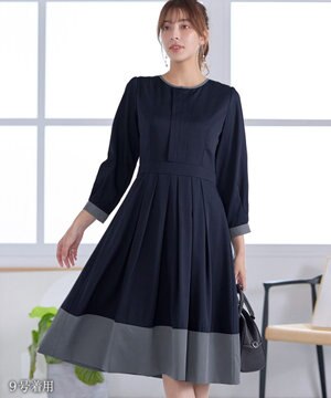  【セレモニー・新色追加】キーネックフレアワンピース