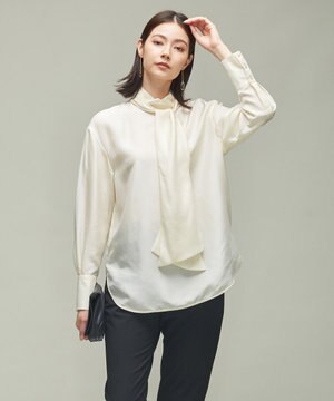 【マガジン掲載】 ウォッシャブルシルク ボウタイブラウス (番号CE27)