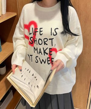  グラフィックBIGニットプルオーバー