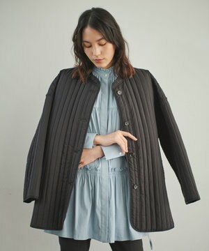 ストライプキルトショートコート