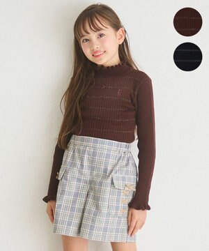  【150-160㎝】 ラメボーダーリブニット