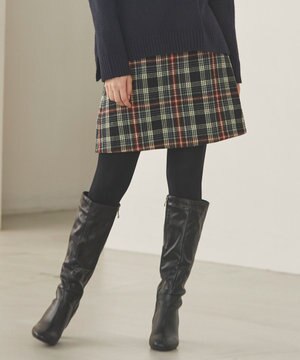 【洗える】ロービングチェックミニ スカート