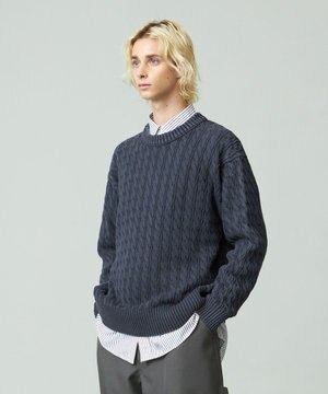 【UNISEX】ピグメントコットン ケーブルニット