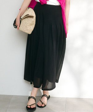 【洗える】シャイニーシアーニット フレア スカート